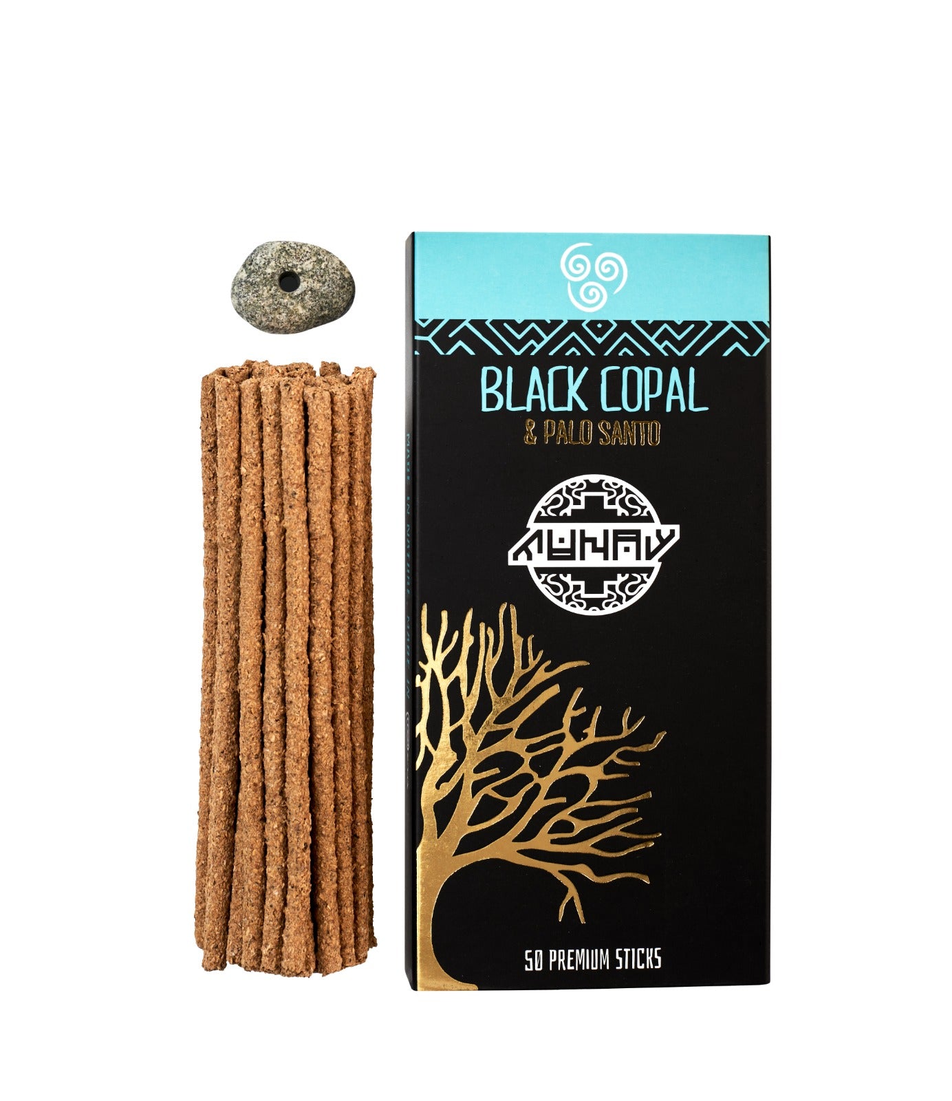 Black Copal & Palo Santo Räucherstäbchen mit Meeressteinhalter – 50 Premium-Sticks aus Peru, für Schutz und Balance
